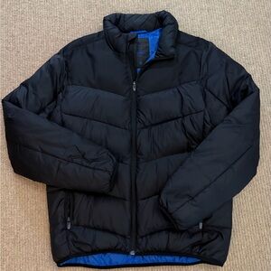 GAP Men's Black and Blue Puffer Jacket